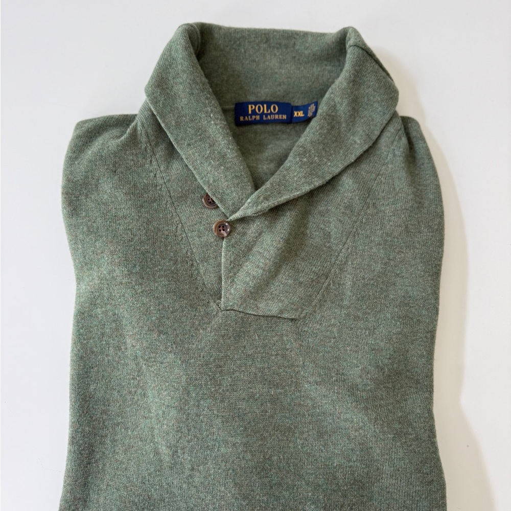 Polo Ralph Lauren Speckled Wool-Blend Shawl Sweater Size XXL